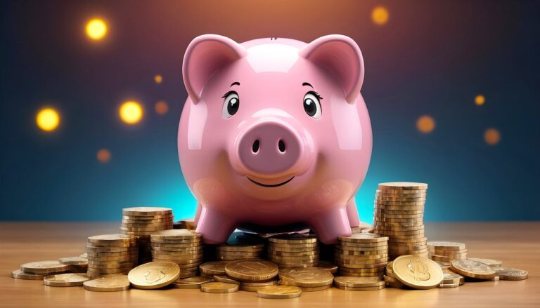 Piggbank on top of gold coins